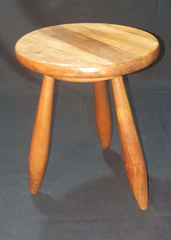 Vintage wooden three leg milk chair