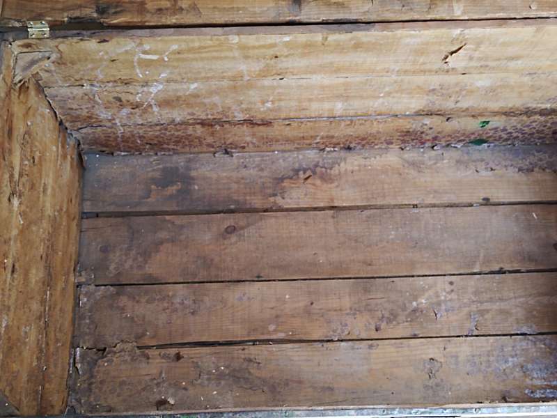 Antique metal steamer trunk