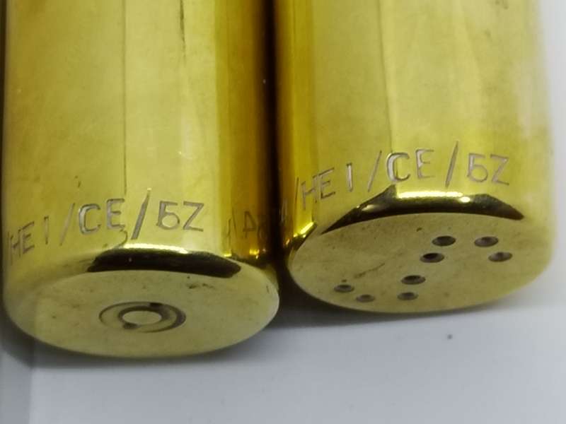 Brass trench art style Salt & Pepper
