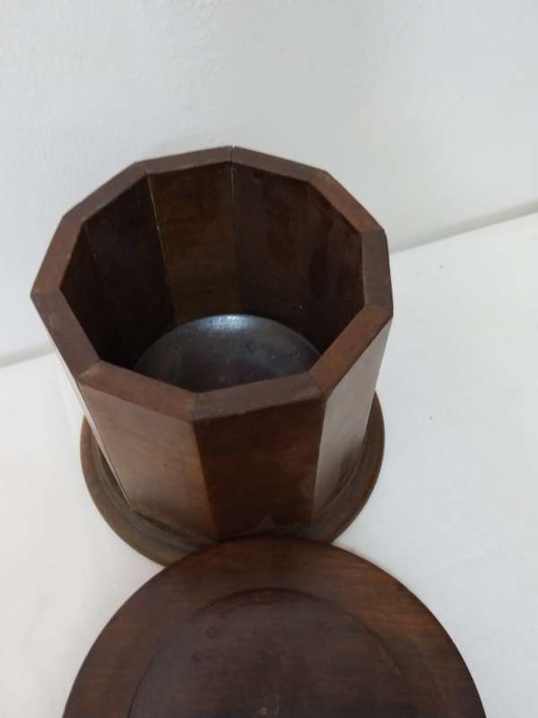 Vintage wooden tobacco jar