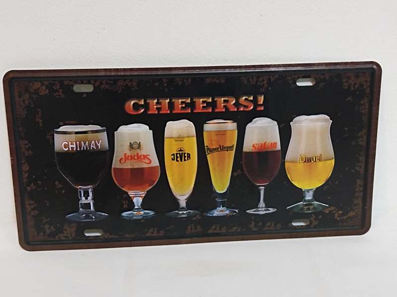 Cheers metal sign