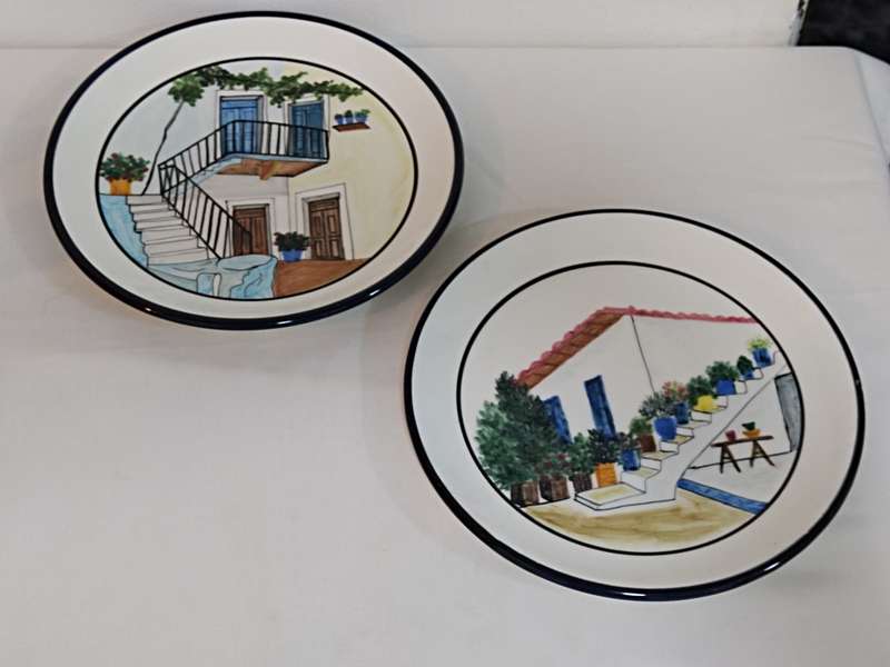 Two Greek folk art plates