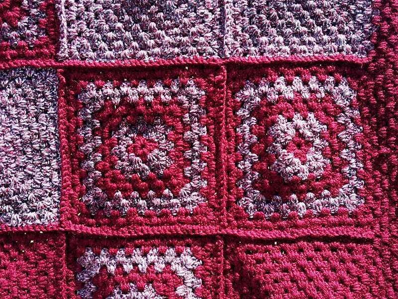 Small wine red crochet blanket