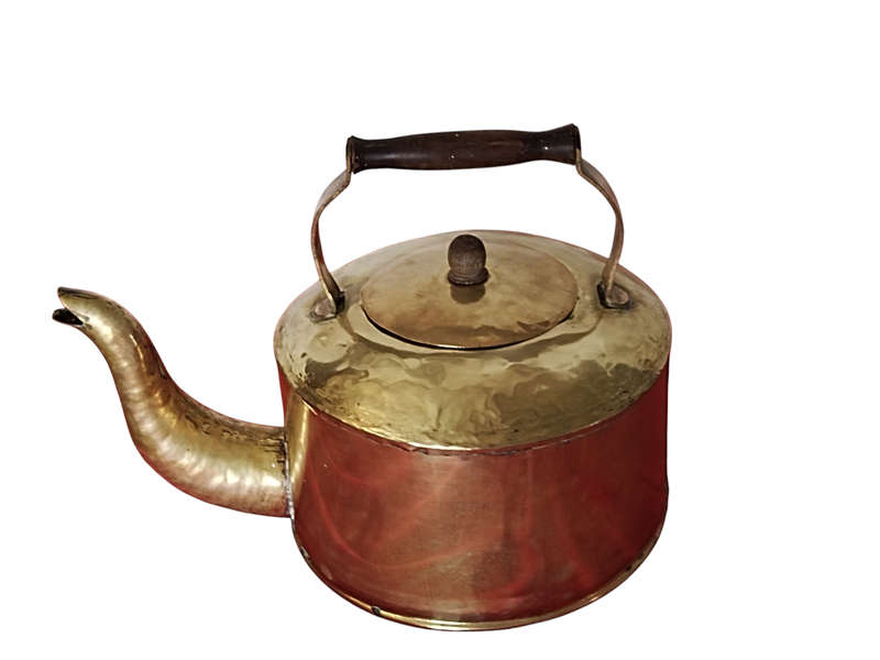 Large Brass Kettle for display