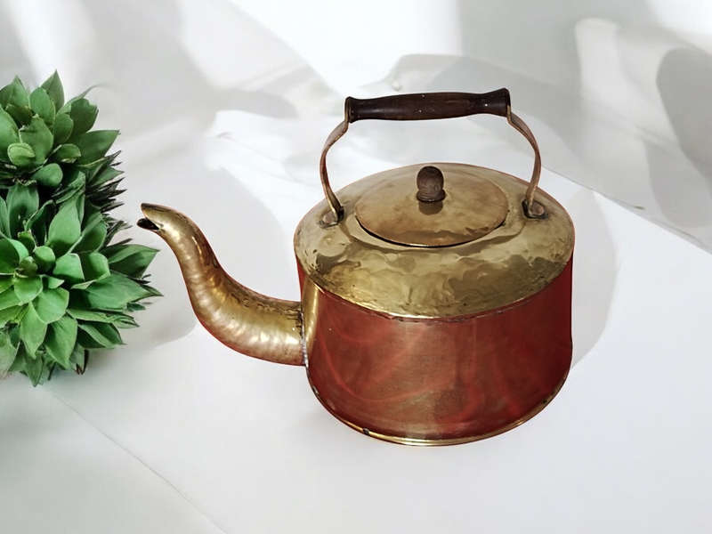 Large Brass Kettle for display