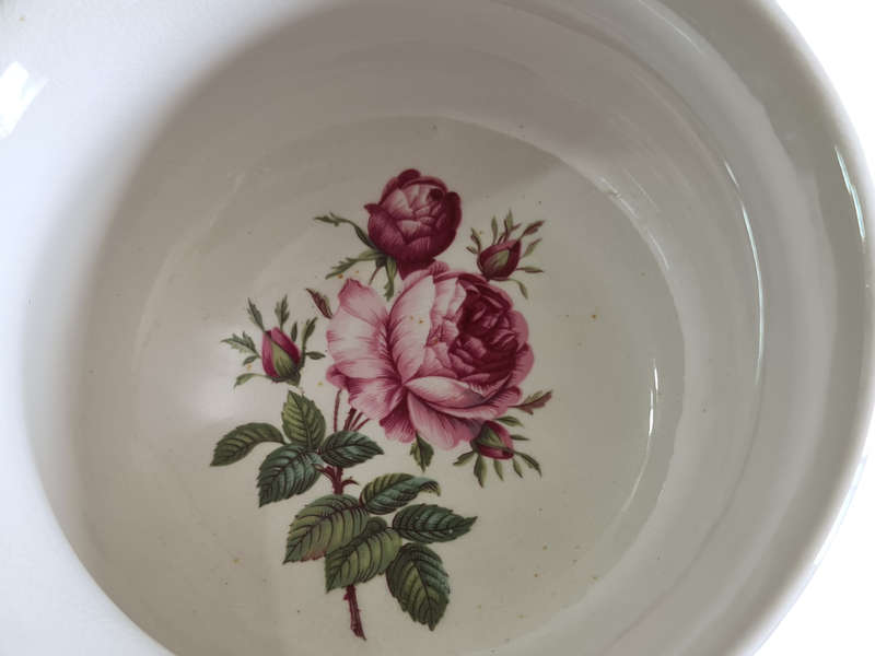 Portmeirion Pottery Stoke on Trent England Pink Floral Flowers Bowl with handle