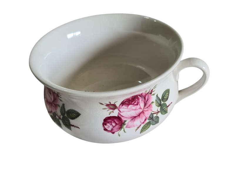 Portmeirion Pottery Stoke on Trent England Pink Floral Flowers Bowl with handle