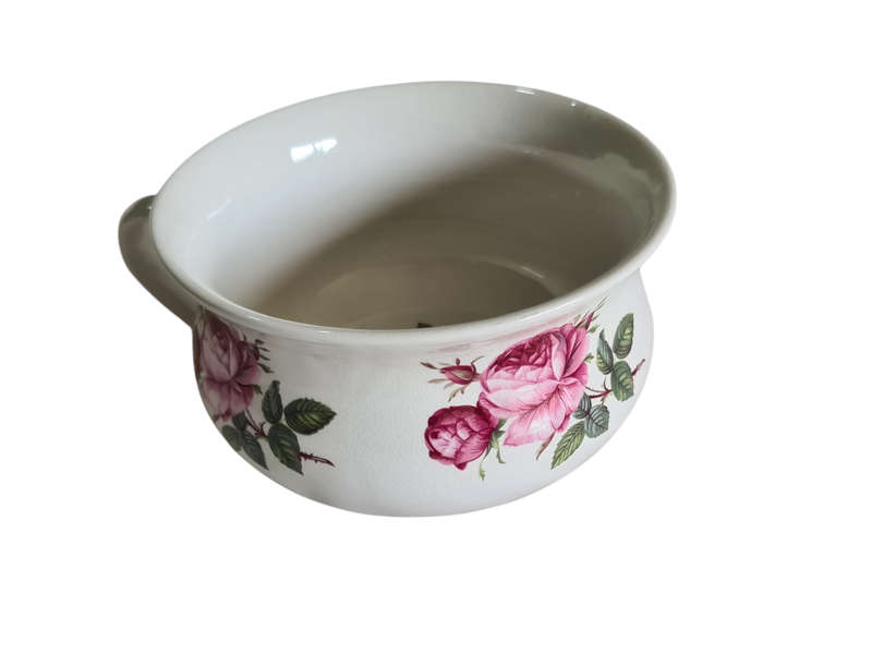 Portmeirion Pottery Stoke on Trent England Pink Floral Flowers Bowl with handle