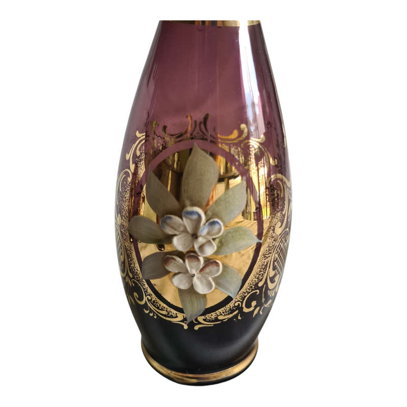 Vintage Murano Decanter with glasses. Hand painted
