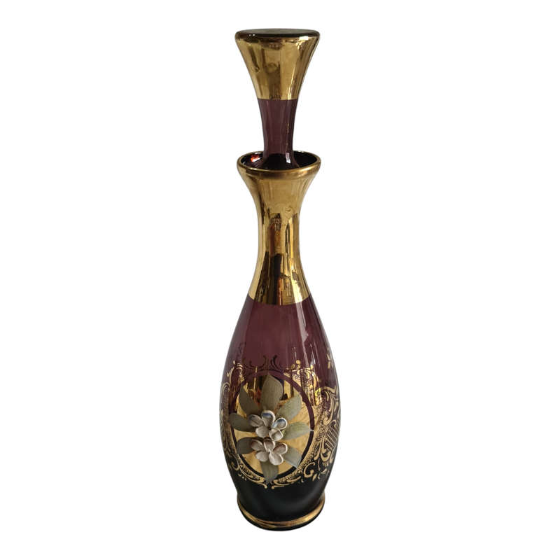 Vintage Murano Decanter with glasses. Hand painted