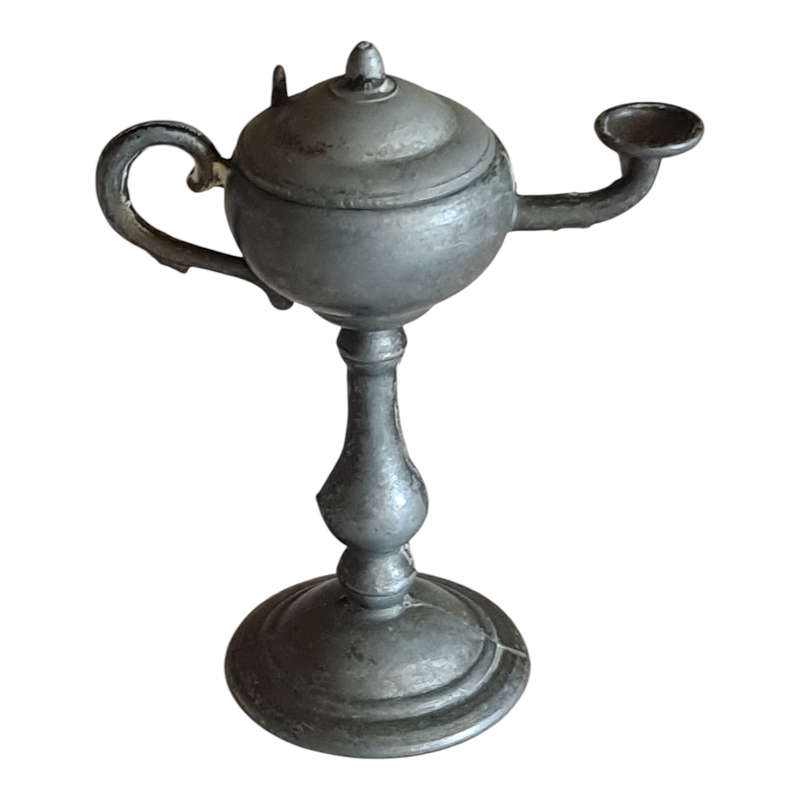 Miniature pewter style lamp