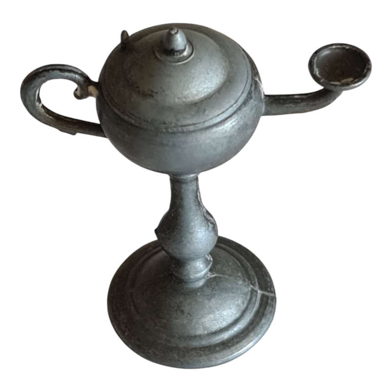 Miniature pewter style lamp