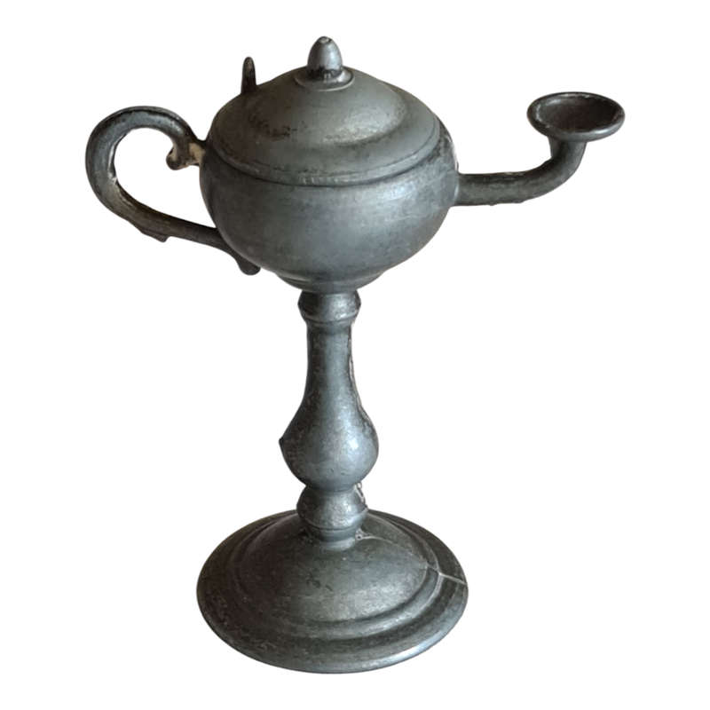 Miniature pewter style lamp