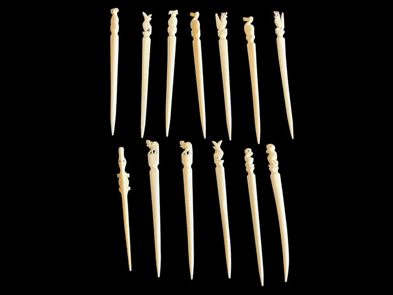 Vintage Cocktail Appetizer Skewers Hors D'oeuvres Picks Faux Ivory