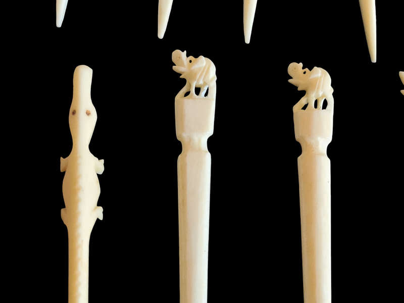 Vintage Cocktail Appetizer Skewers Hors D'oeuvres Picks Faux Ivory