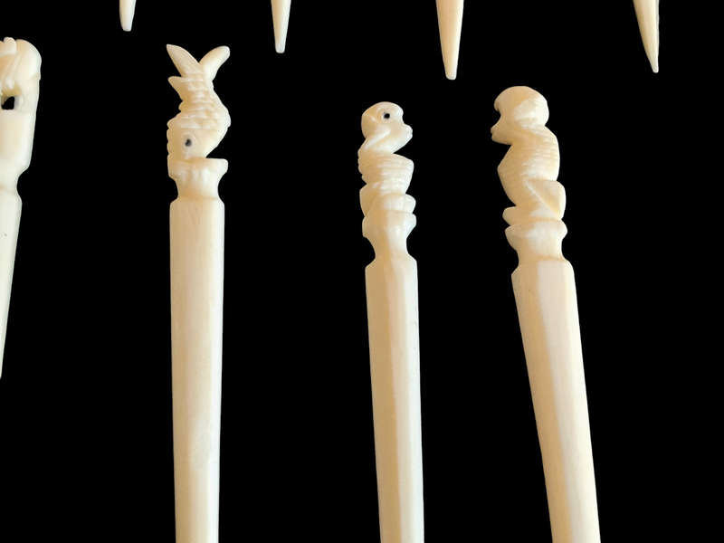 Vintage Cocktail Appetizer Skewers Hors D'oeuvres Picks Faux Ivory