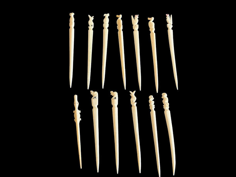 Vintage Cocktail Appetizer Skewers Hors D'oeuvres Picks Faux Ivory