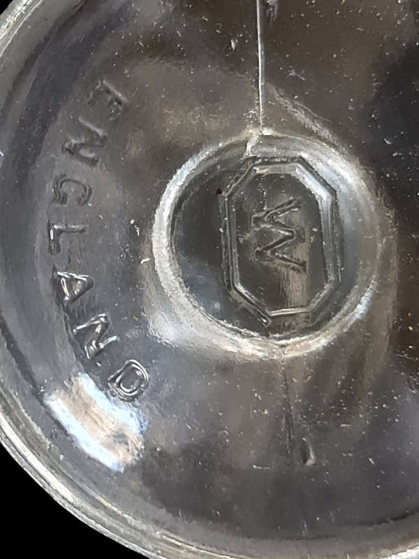 Vintage W T.M. Clear Glass Eye Wash Cup Ocular Care Collectible England