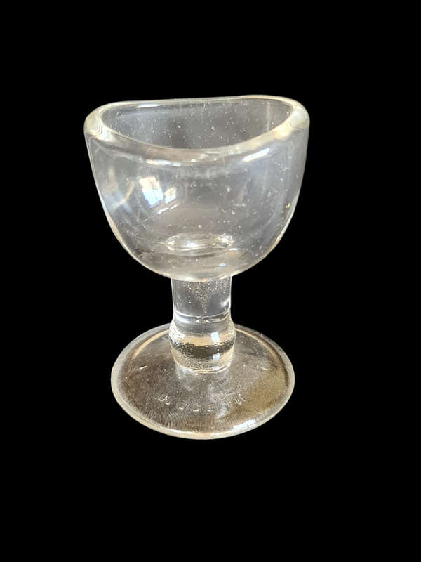 Vintage W T.M. Clear Glass Eye Wash Cup Ocular Care Collectible England