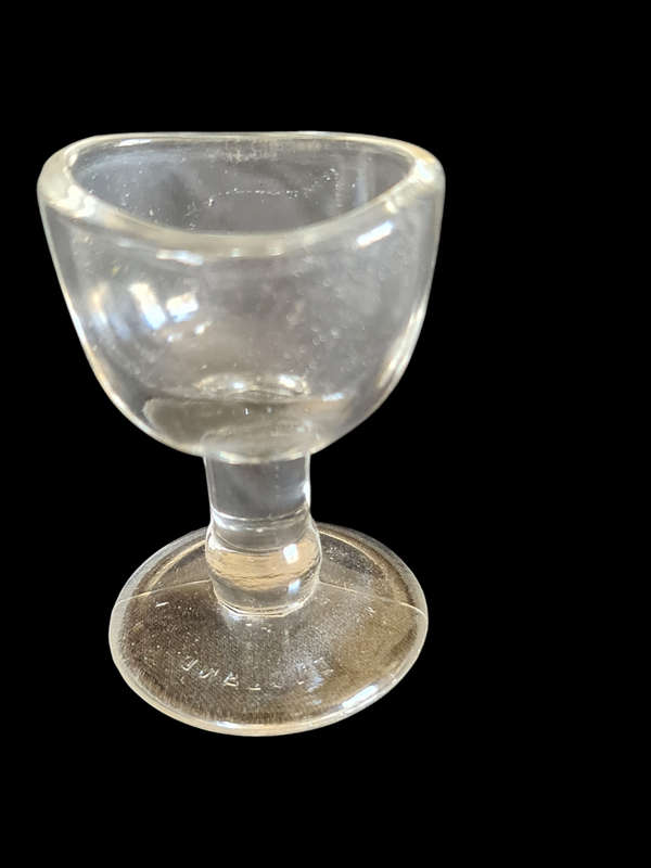 Vintage W T.M. Clear Glass Eye Wash Cup Ocular Care Collectible England