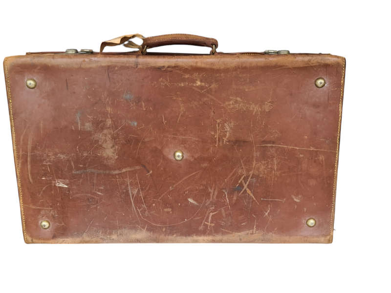 Vintage leather style suitcase mark "A.N.H."