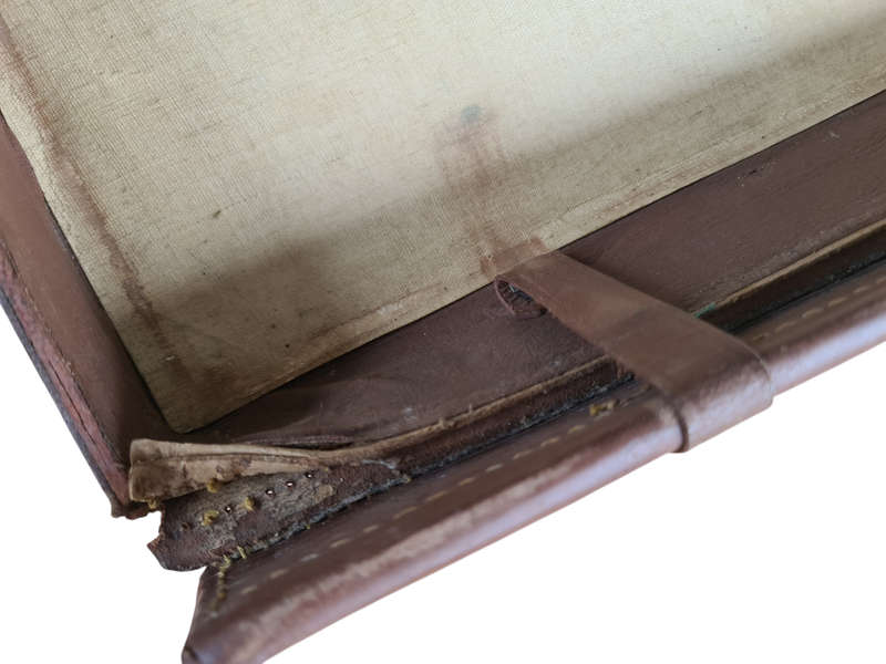 Vintage leather style suitcase mark "A.N.H."