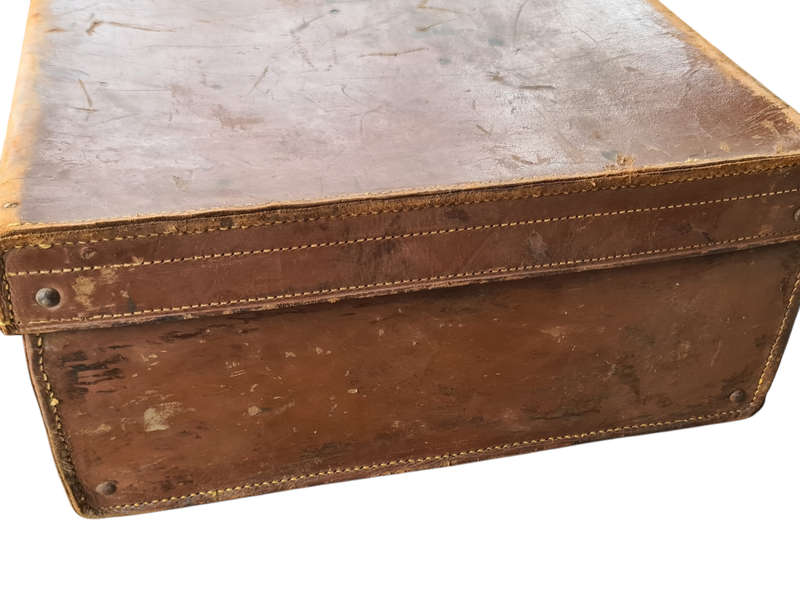 Vintage leather style suitcase mark "A.N.H."