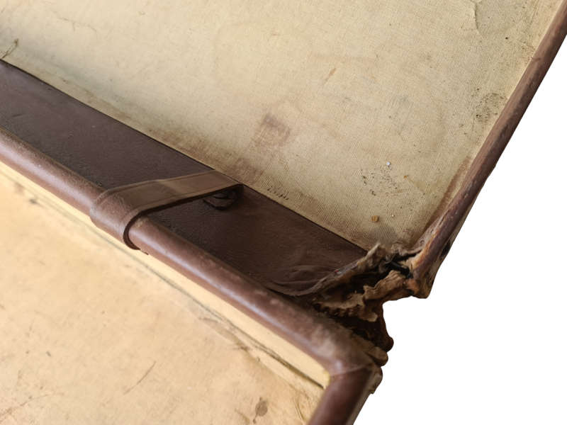 Vintage leather style suitcase mark "A.N.H."
