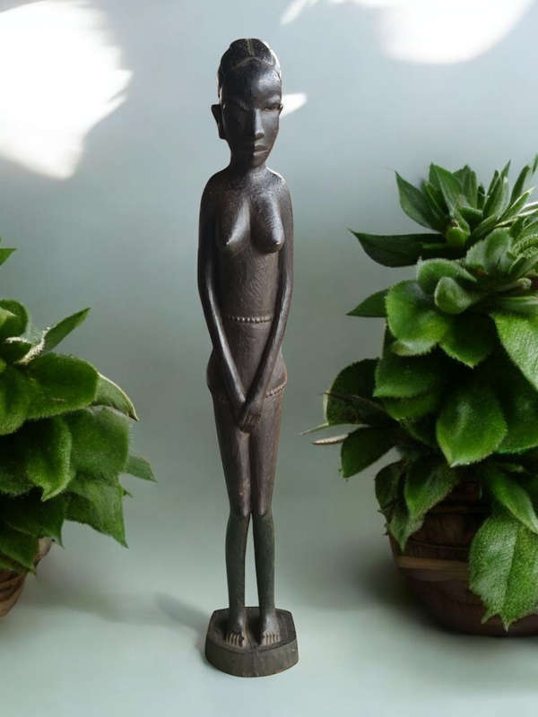 Vintage African Women Fertility Hand Crafted Wooden Art Sculpture Statue