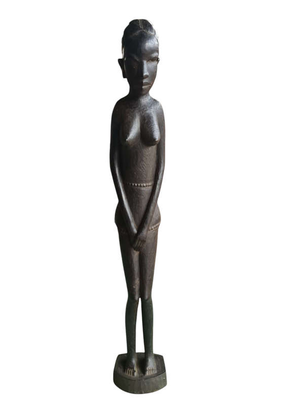 Vintage African Women Fertility Hand Crafted Wooden Art Sculpture Statue