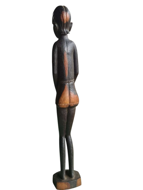Vintage African Women Fertility Hand Crafted Wooden Art Sculpture Statue