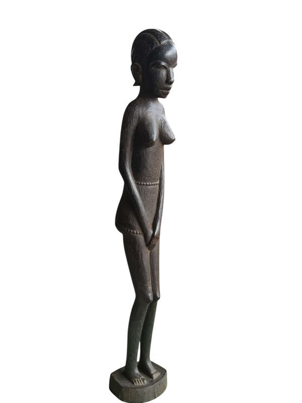 Vintage African Women Fertility Hand Crafted Wooden Art Sculpture Statue