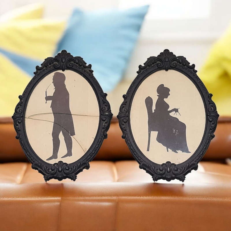 Pair Silhouette framed pictures