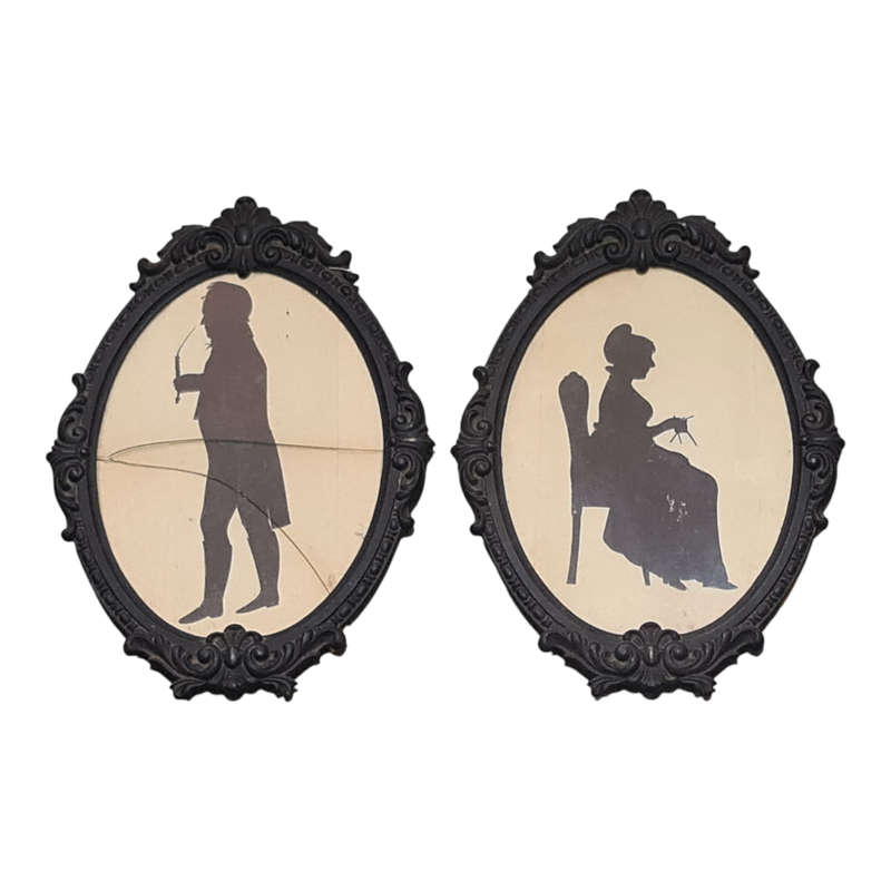 Pair Silhouette framed pictures