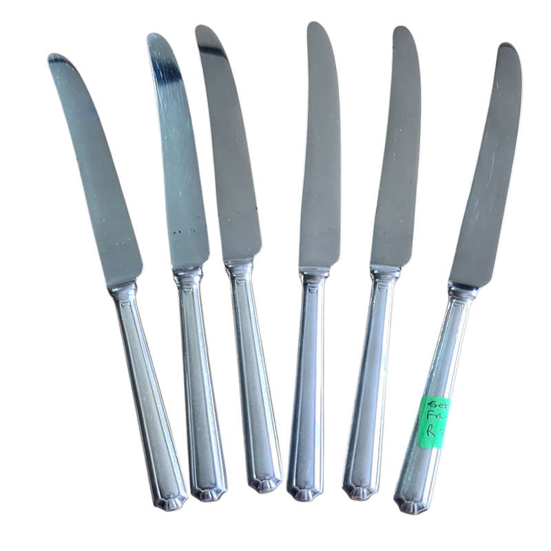 Set x6 Stainless steel and silver plated  handles knifes