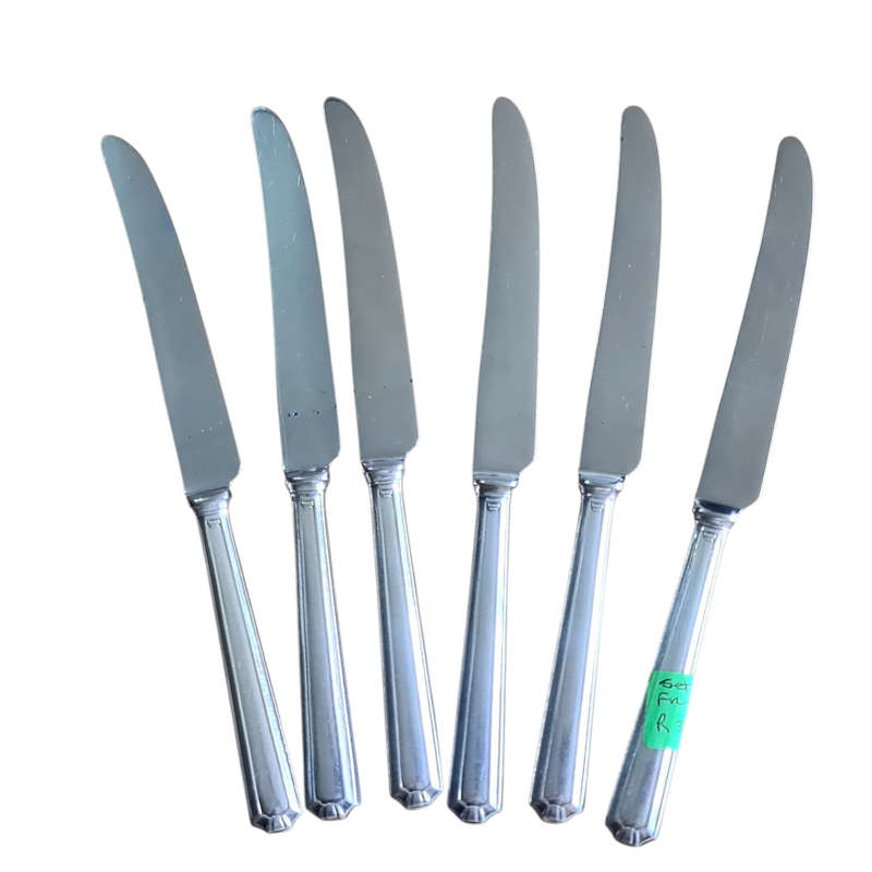 Set x6 Stainless steel and silver plated  handles knifes