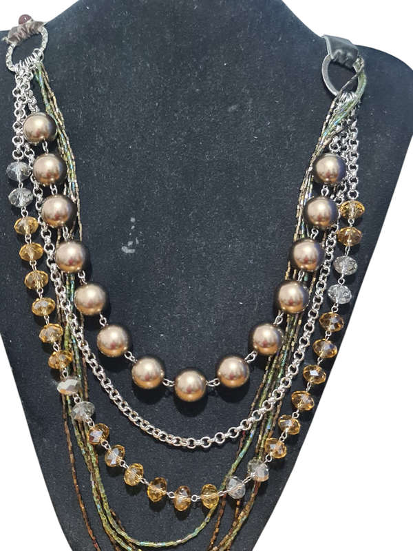 Vintage multi string and velvet necklace