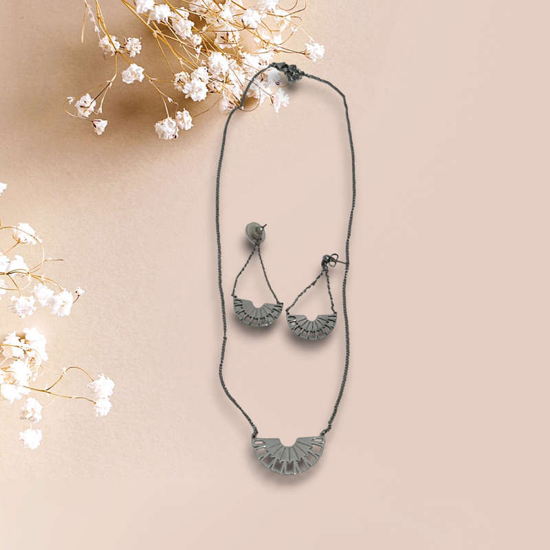 Metal Necklace and Earrings