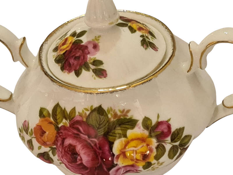 Fine Bone China "Cottage Rose" Made in Taiwan  sugar Bowl with lid