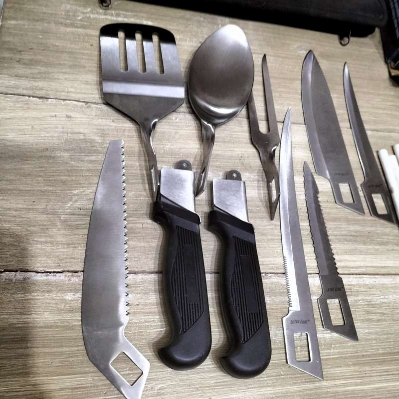 ULTRA-EDGE BLADE CHANGER KNIFE SET, TWO CERAMIC KNIFE SHARPENER. RARE.