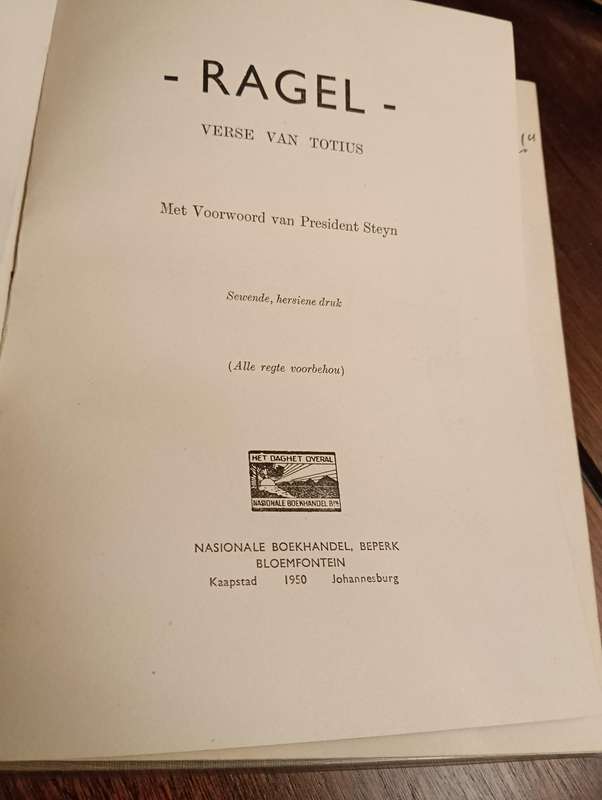 RARE AUTOGRAPHED BOOK "RAGEL" BY TOTIUS.