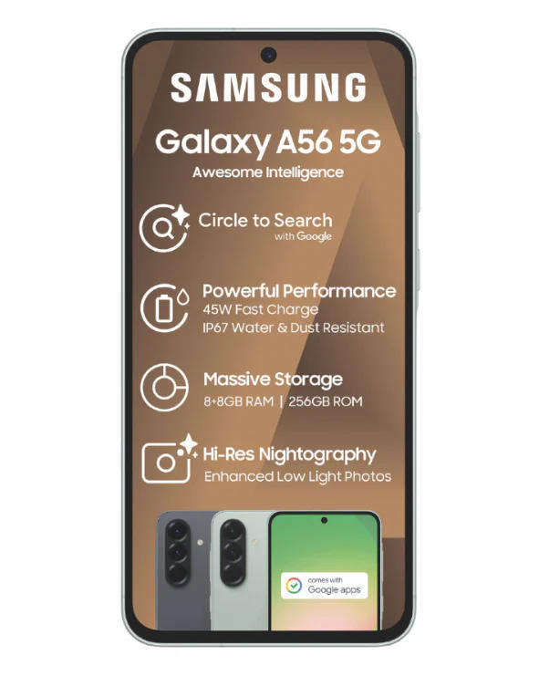 Samsung Galaxy A56 5G | 256GB | 8GB RAM | Dual SIM | Awesome Light Gray | Brand New & Sealed