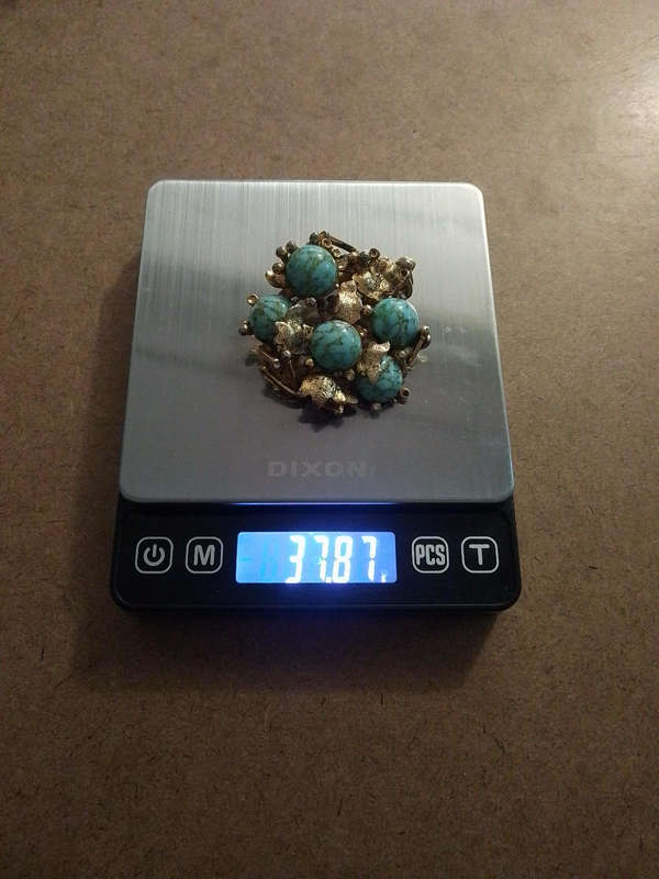 Vintage Czech blue Hubble stones Brooch