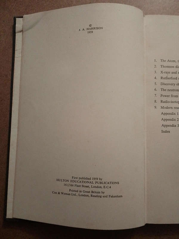 The story of the atom - J.A.Harrison first edition