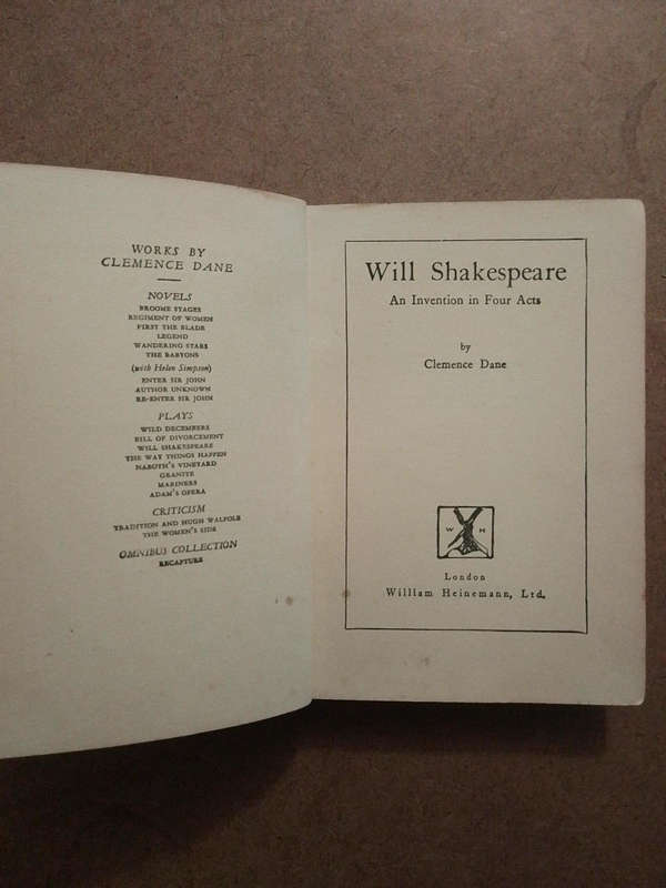Will Shakespeare - An Invention in four Acts - October 1935