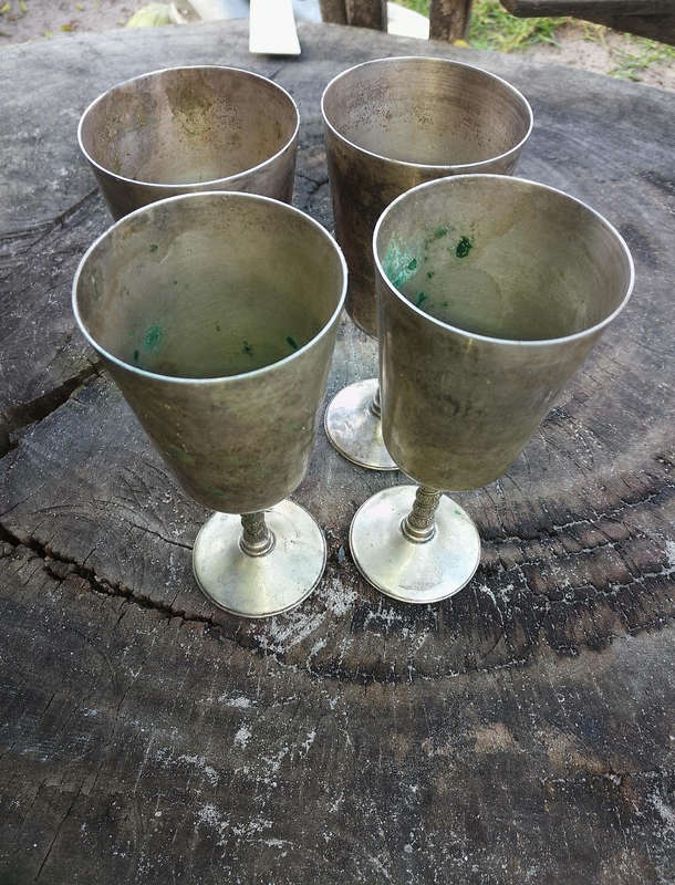 Silver wine goblets