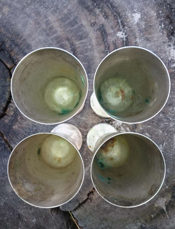 Silver wine goblets