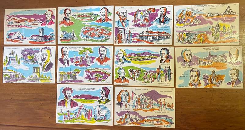 POSTCARDS POST CARDS x 10 SOUTH AFRICAN HISTORICAL EVENTS / PLACES - KIMBERLEY PMB CAPE TOWN DURBAN