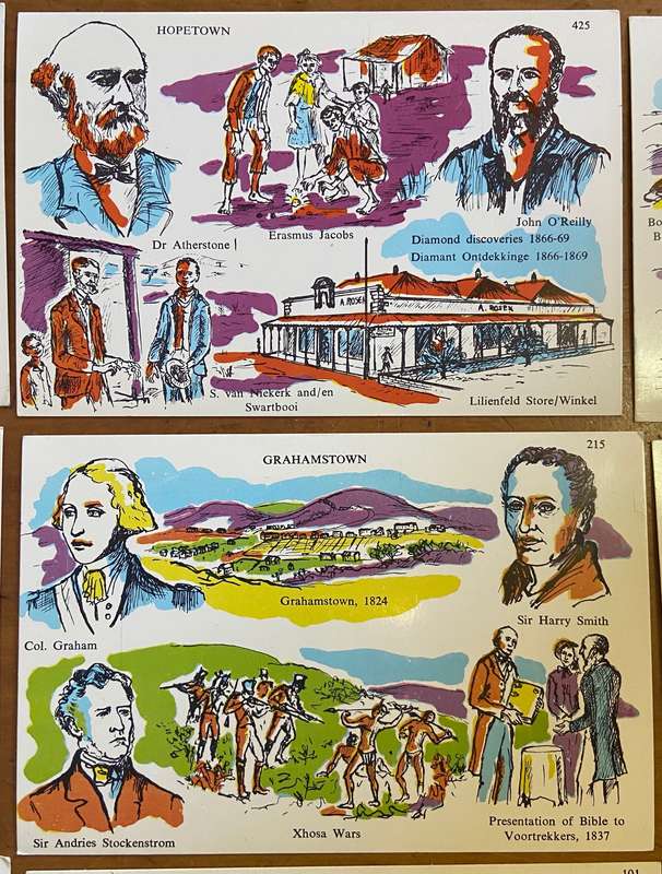 POSTCARDS POST CARDS x 10 SOUTH AFRICAN HISTORICAL EVENTS / PLACES - KIMBERLEY PMB CAPE TOWN DURBAN