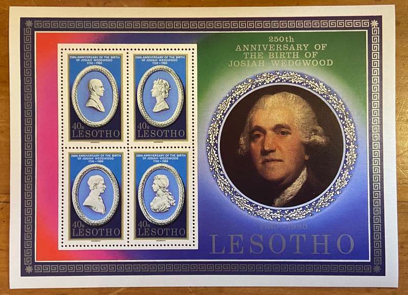 LESOTHO - 9 x Miniature Sheets - UM WEDGWOOD MICKET MOUSE BREUGHEL SCOUT WASHINGTON WORLD CUP SPORT